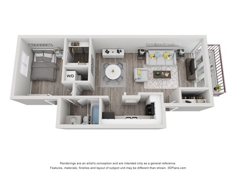 Floor plan for 1 bed, 1 bath, 804 sqft